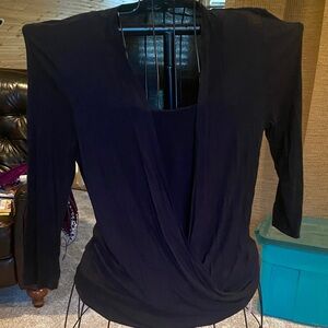 Laila Jayde Black Draped Blouse